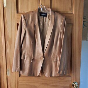 Lafayette 148 New York Rose Gold Leather Blazer